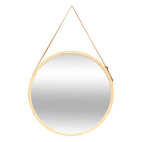 5five - miroir mural rond avec lanière en cuir d50cm