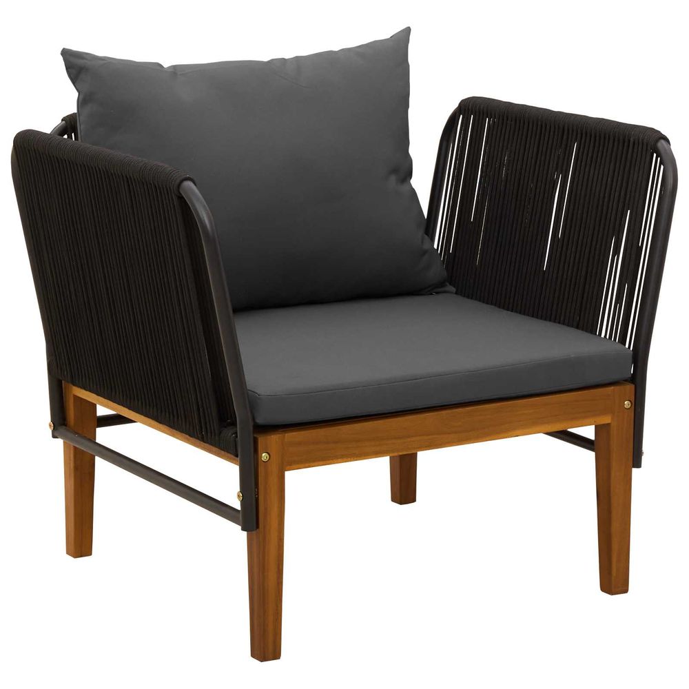 Chaise de jardin avec coussins bois d'acacia massif et corde