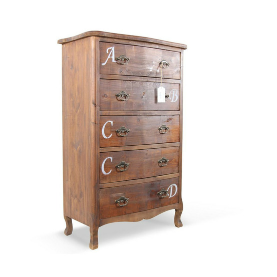 Chiffonnier 5 tiroirs bois marron - décoration d'autrefois