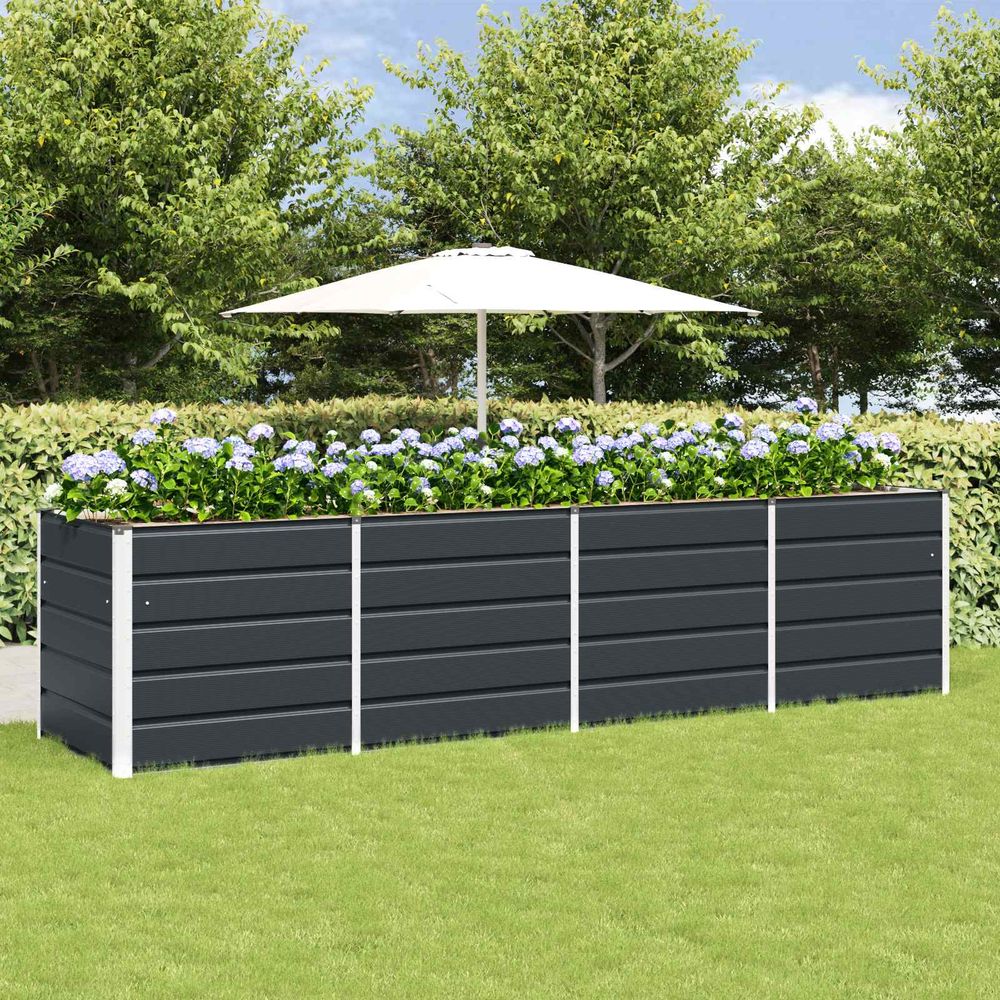 Carré potager surélevé 320x80x75 cm acier très grande taille jardin anthracite