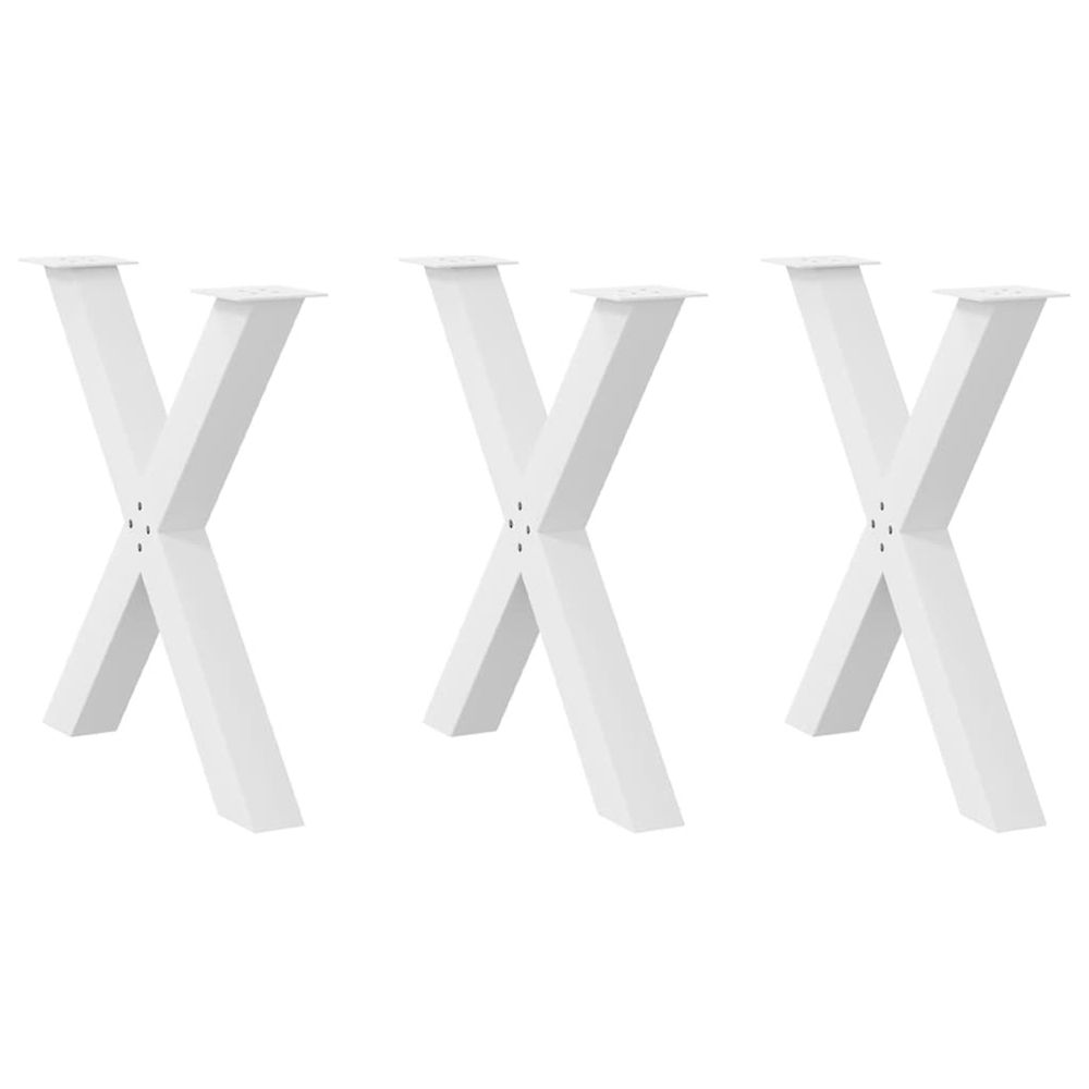 Pieds de table à manger en forme de x, 3 pièces, blanc, 80 x (72-73) cm, acier