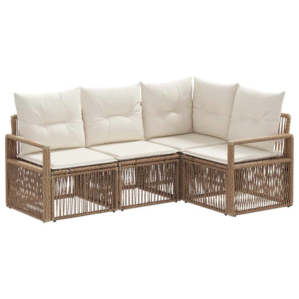 Ensemble de canapé de jardin 4 pc beige polyrotin