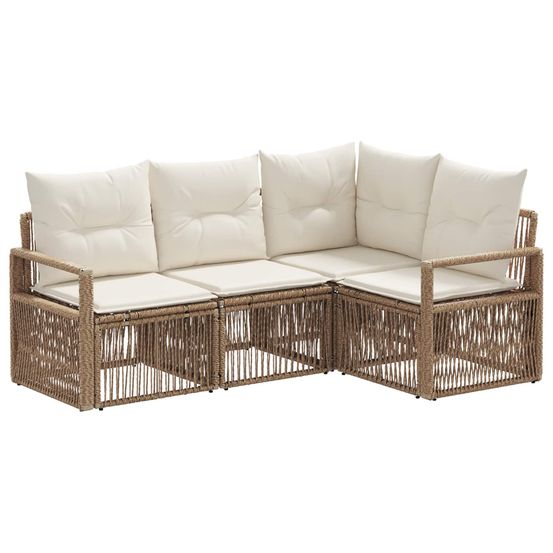 Ensemble de canapé de jardin 4 pc beige polyrotin
