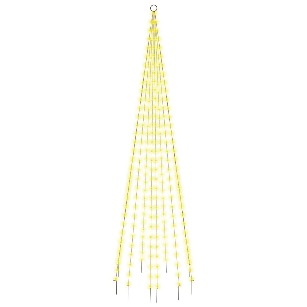 Sapin de noël sur mât de drapeau 310 led blanc chaud 300 cm