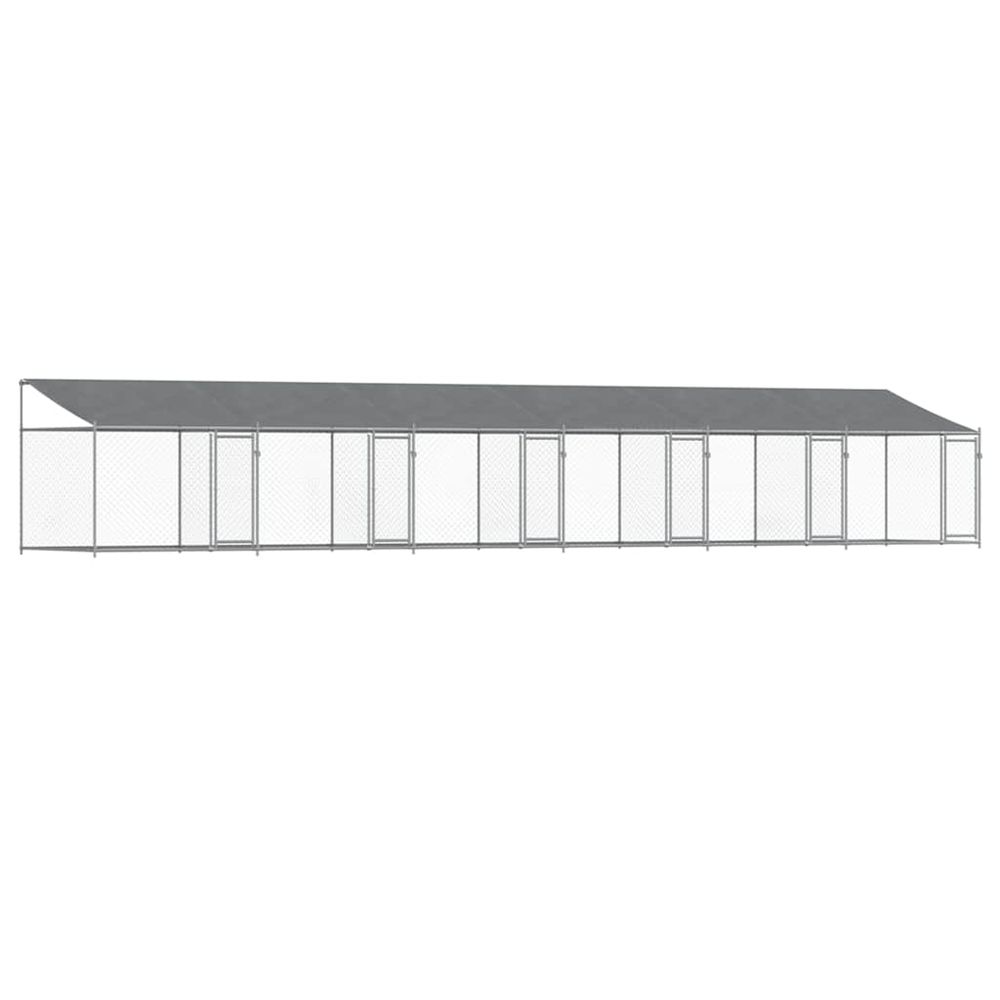 Cage pour chien avec toit/portes gris 12x2x2 m acier galvanisé