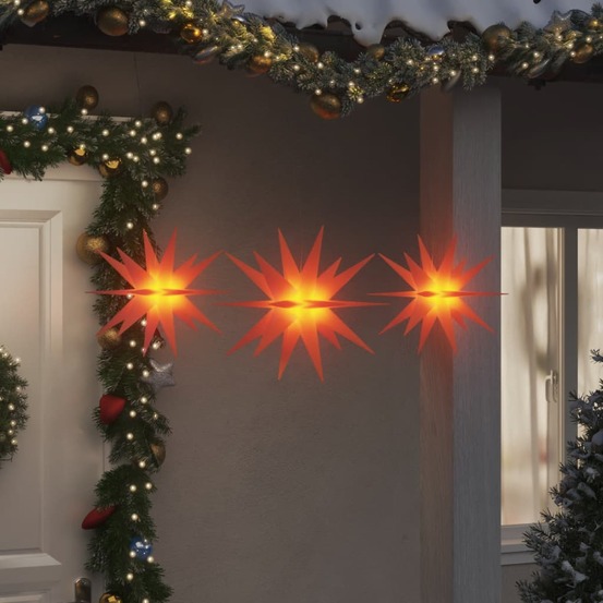 Lumières de noël avec led 3 pcs pliable rouge
