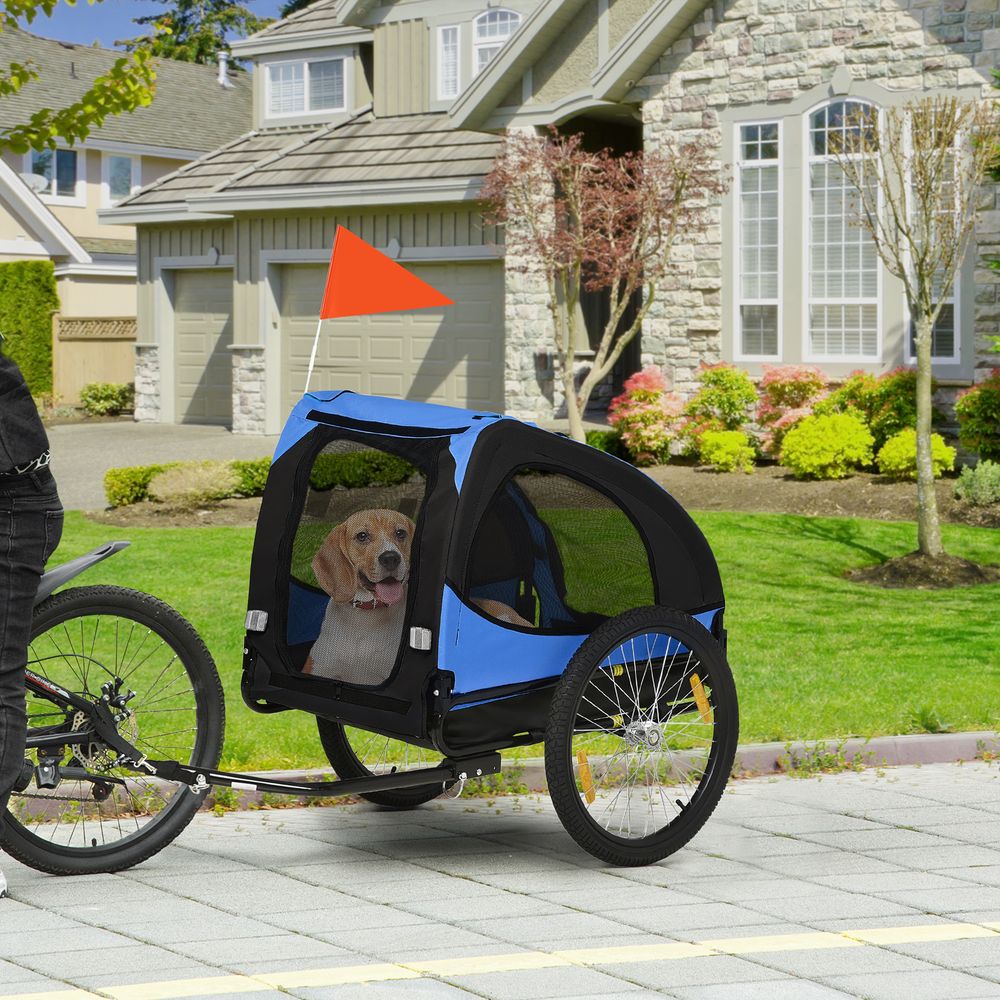 Remorque vélo chien pliable acier oxford transport animaux 140x71x83cm bleu - comfortxl pet living