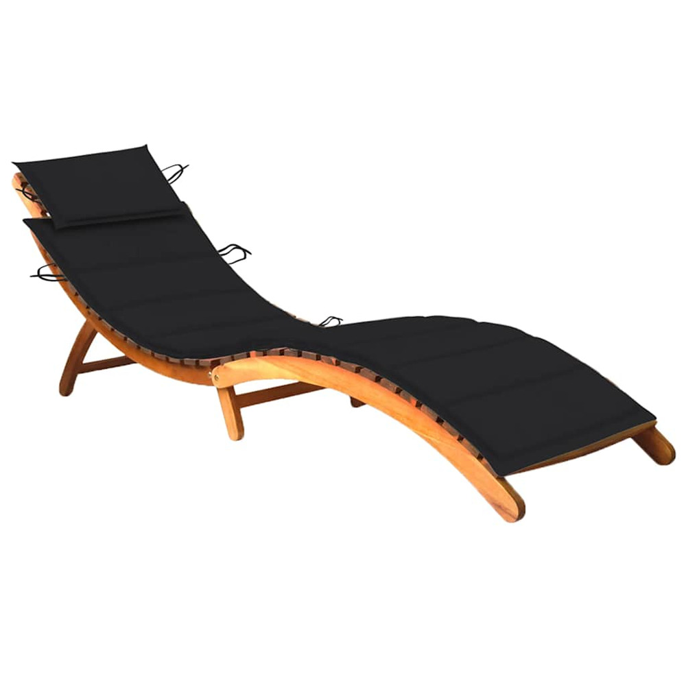 Chaise longue de jardin avec coussin bois d'acacia solide bain de soleil