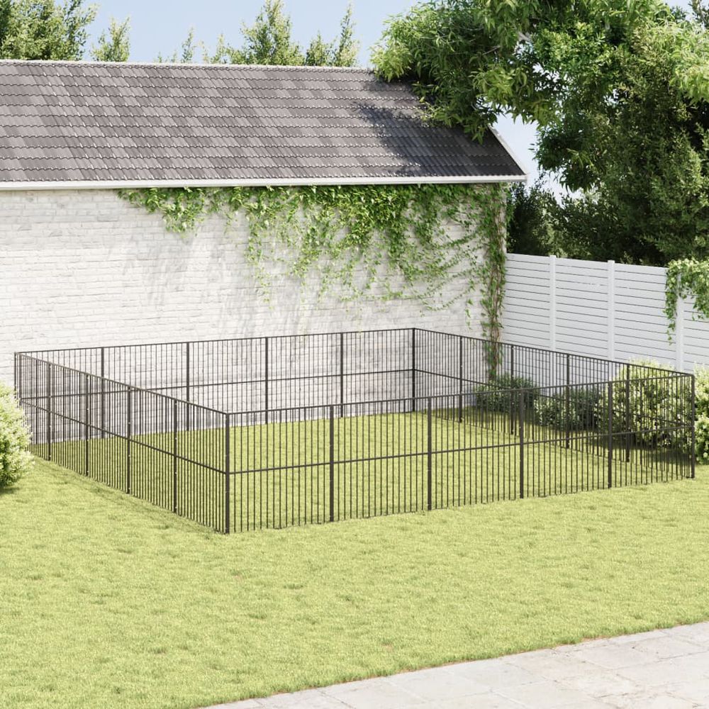 Enclos xxl 20 panneaux pour chien en acier galvanisé pour grand jardin noir