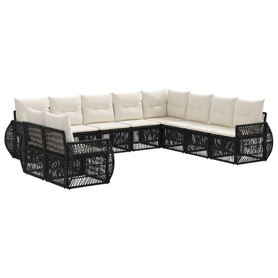 Ensemble de canapé de jardin 10 pc noir et blanc crème