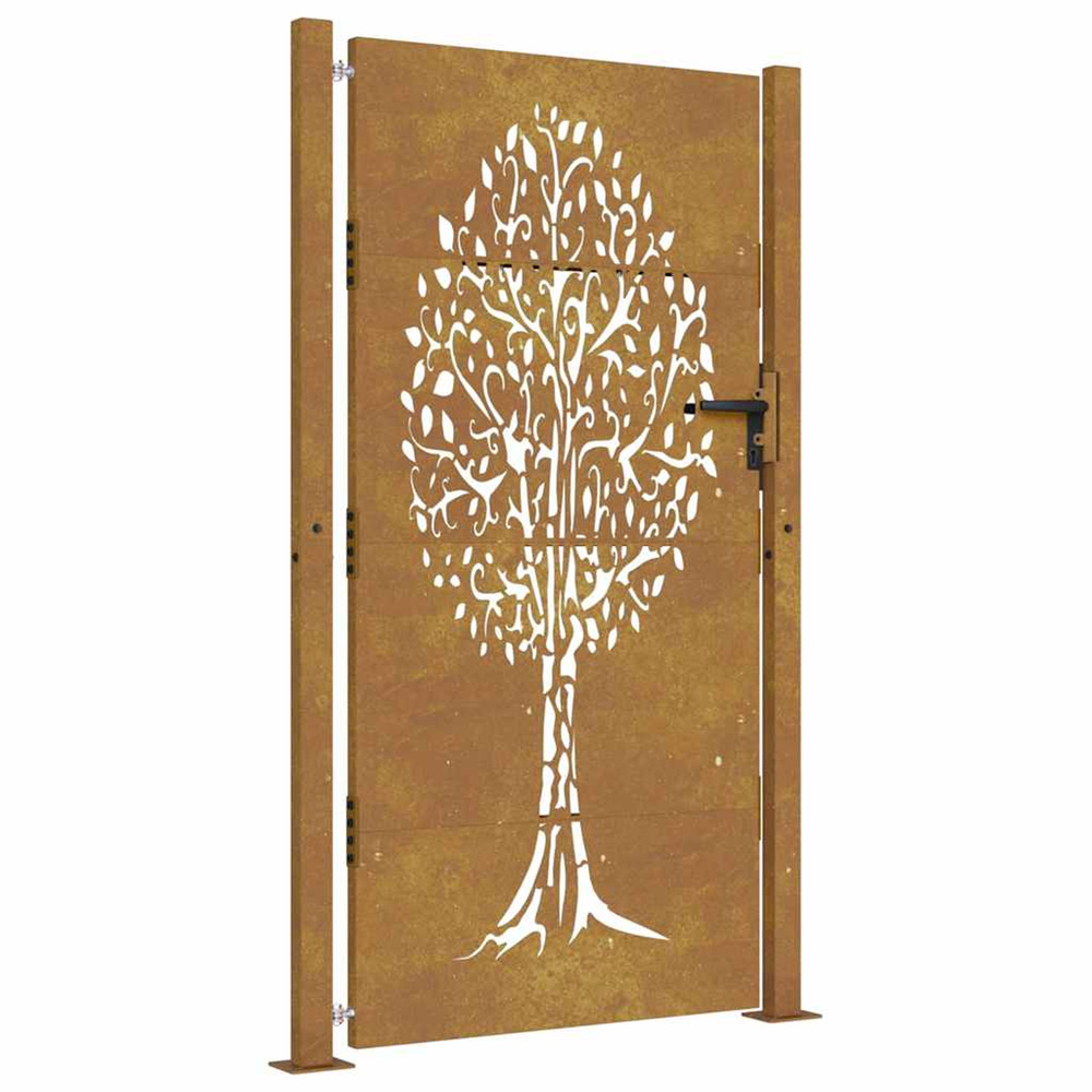 Portail de jardin 100x200 cm en acier corten motif arbre