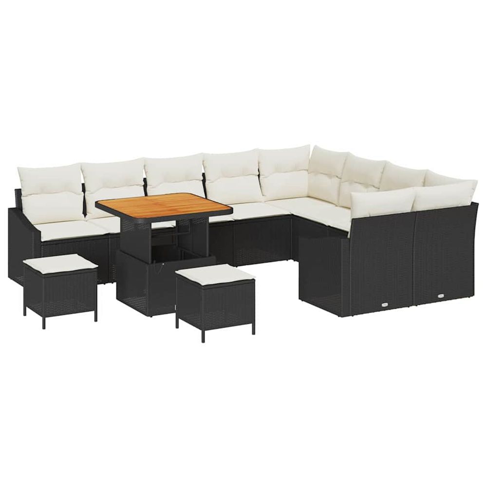 Ensemble de canapé de jardin 12 pc noir polyrotin