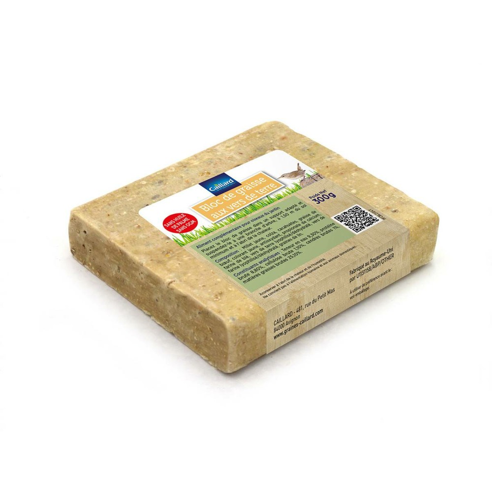 Bloc de graisse aux vers de terre pour oiseaux de la nature - 300g