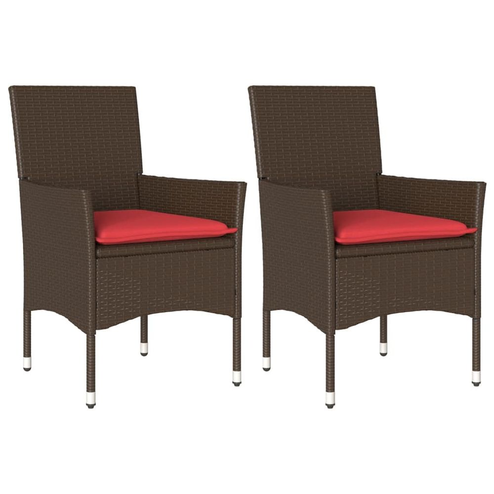 Chaises de jardin avec coussins lot de 2 marron résine tressée