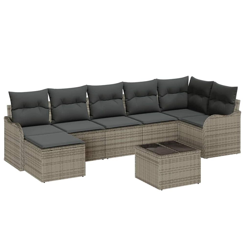 Ensemble de canapé de jardin 8 pc gris polyrotin