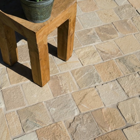 Pavé grès kandla beige 14x14x3-5 cm (vendu au m² - 42 pavés/m²) - ro'ma nature