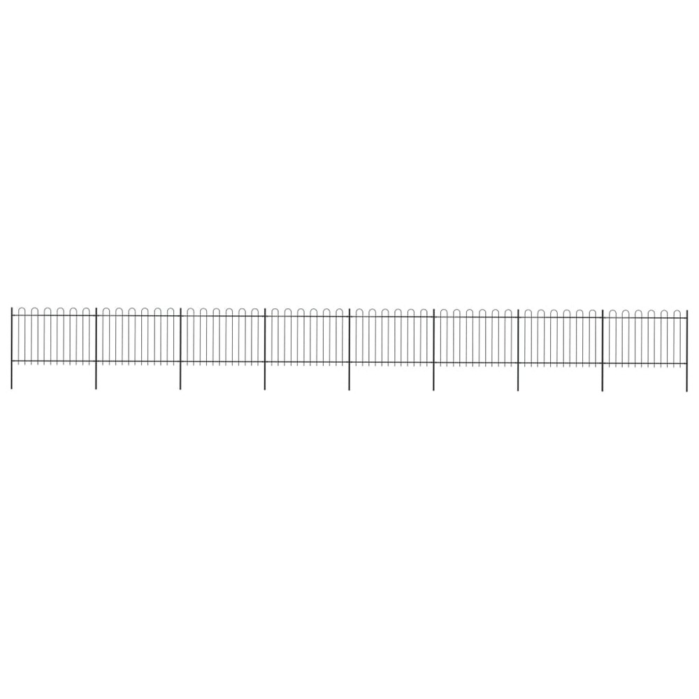 Clôture de jardin avec arceau en acier 1426 x 120 cm noir
