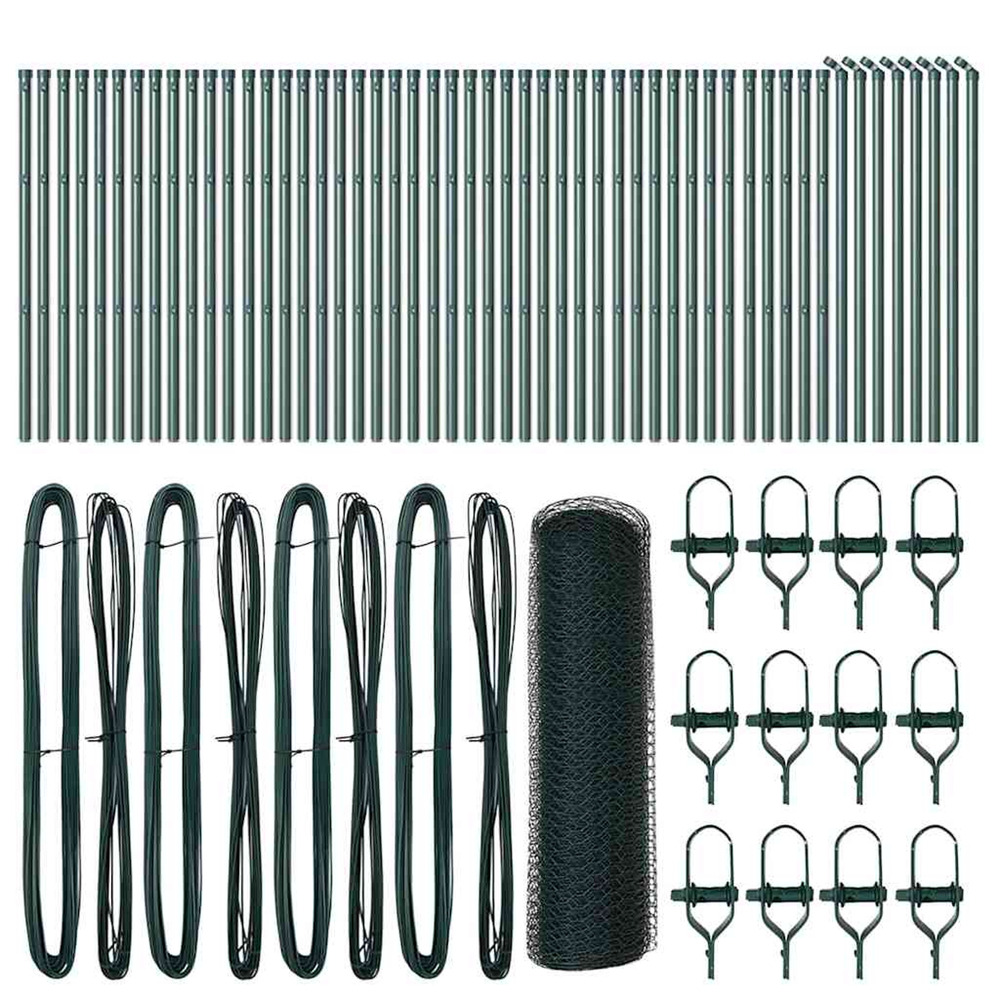 Poteau de clôture. Vert 100 x 0,5 m (maille de 13 mm)