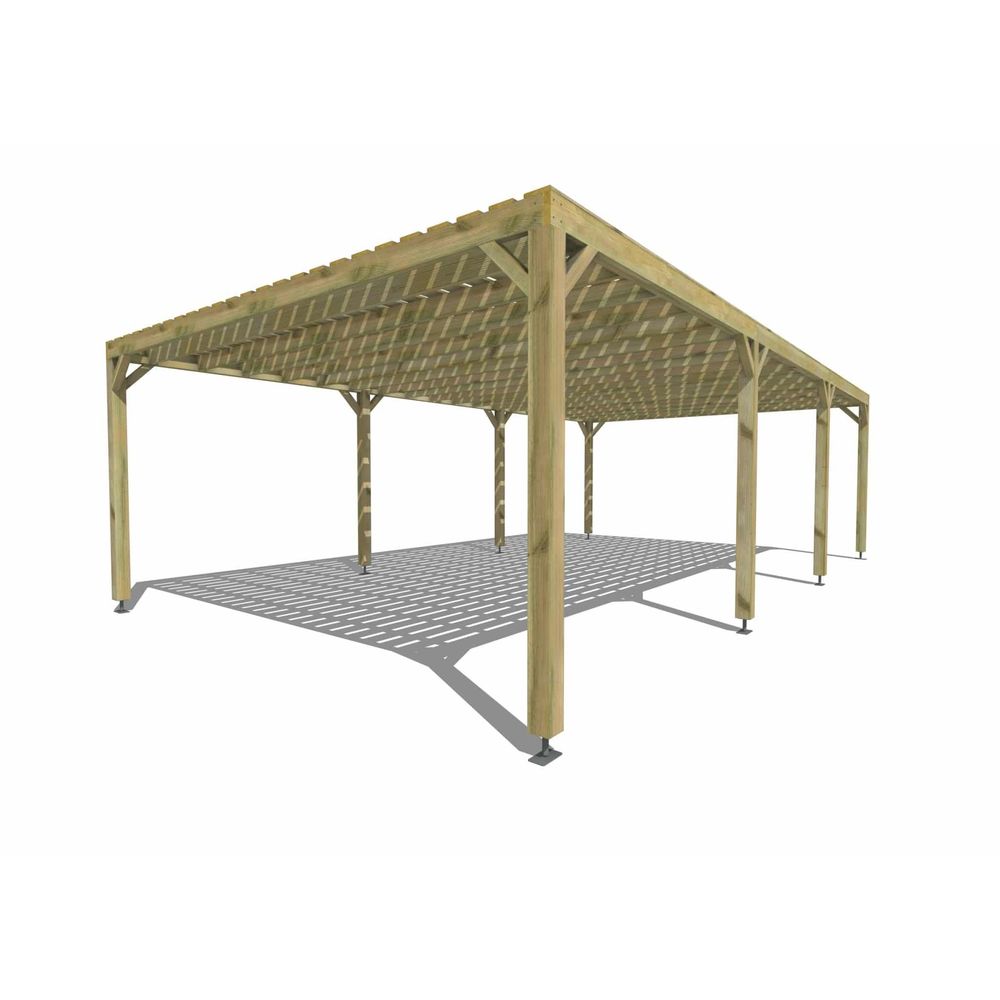 Pergola bois • 9m x 5m • indépendante • sens profondeur • platelage bois • livraison comprise