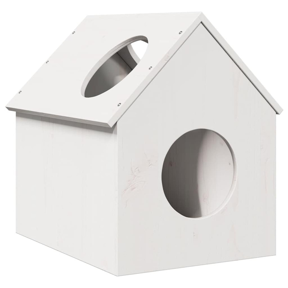 Maison pour chat blanc 41x50x50 cm bois de pin massif