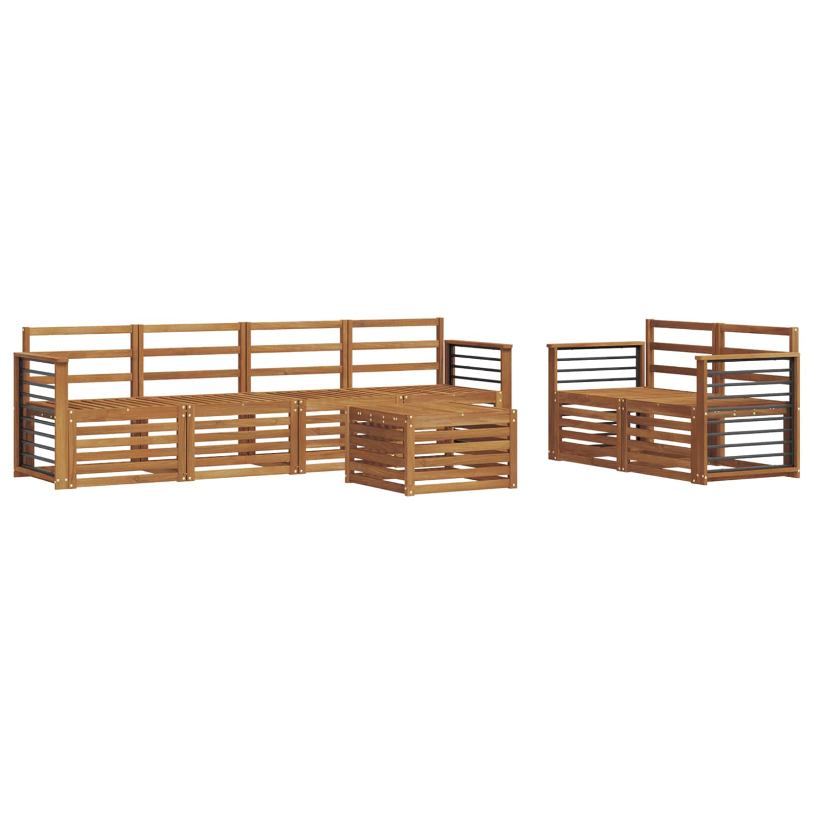 Ensembles de canapés 7 pcs naturel bois d'acacia massif