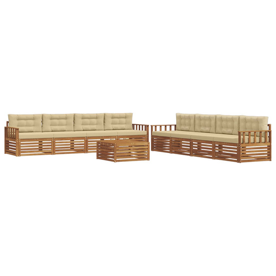 Ensemble de canapés d'extérieur 9 pcs naturel et beige