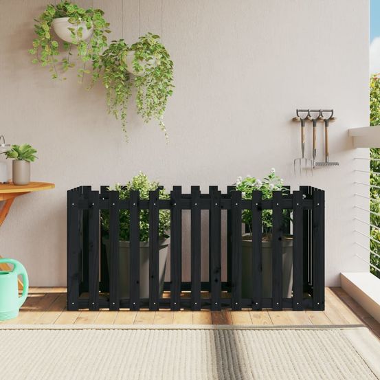 Potager sur pied en bois design noir hauteur 70cm 150x50cm