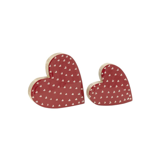 Coeurs à poser en manguier rouge et blanc (lot de 2)