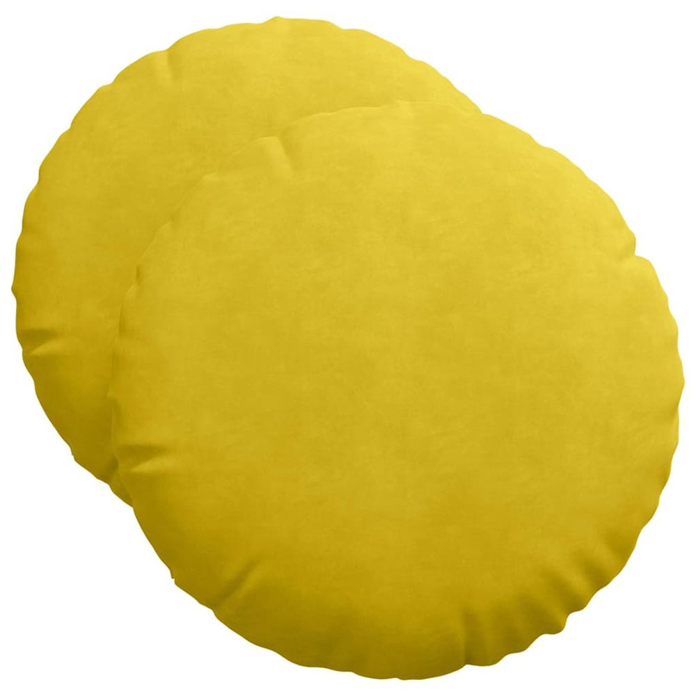 Coussins de siège 2 pc velours jaune ø50 x 19 cm