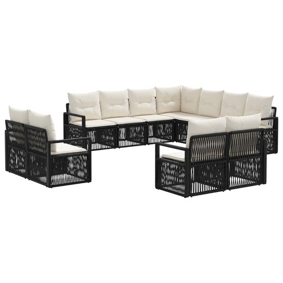 Ensemble de canapé de jardin 11 pc noir polyrotin