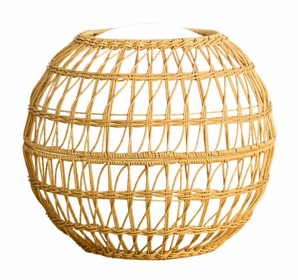 Habillage pour boule 40cm en poly rotin style bohème