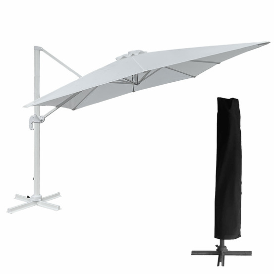 Parasol déporté molokai carré 3x3m blanc + housse