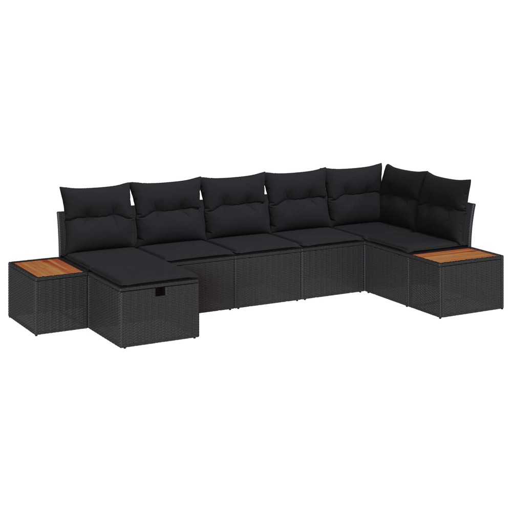 Ensemble de canapé de jardin avec coussin 8 pcs noir polyrotin