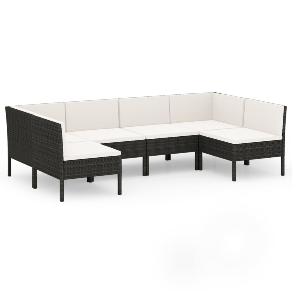 Salon de jardin 6 pcs avec coussins résine tressée noir