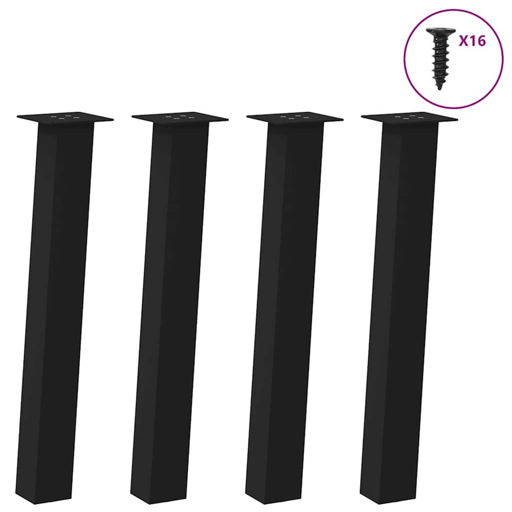 Pieds de table console 4 pièces noir 72 cm acier