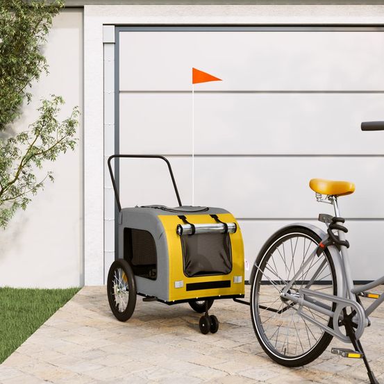 Remorque vélo pour chien cadre acier transport sécurisé pour balades jaune