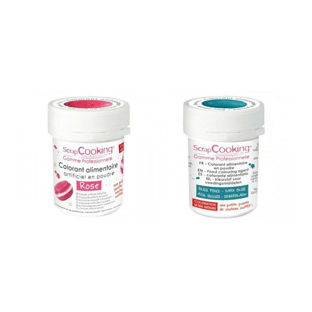 2 colorants alimentaires en poudre - rose-bleu foncé