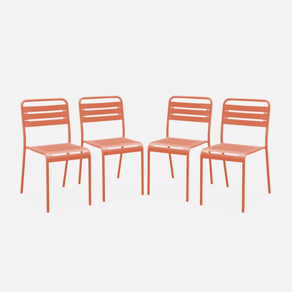Lot de 4 chaises de jardin acier, amélia, l44 x p52 x h79cm