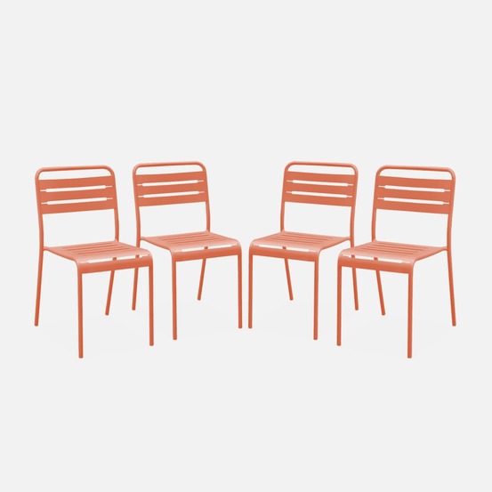 Lot de 4 chaises de jardin acier, amélia, l44 x p52 x h79cm