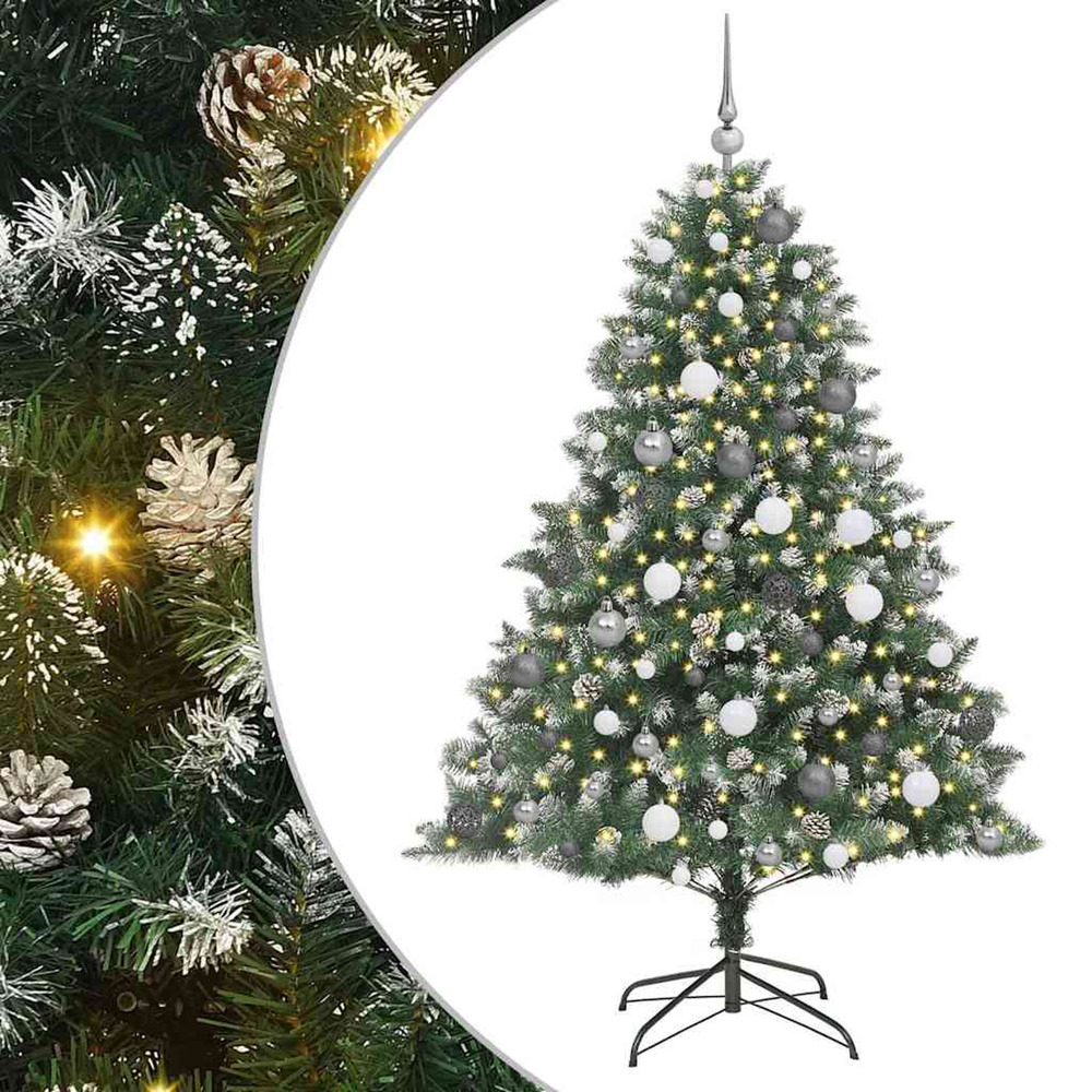 Sapin de noël artificiel vert 180 cm pvc, plastique et acier