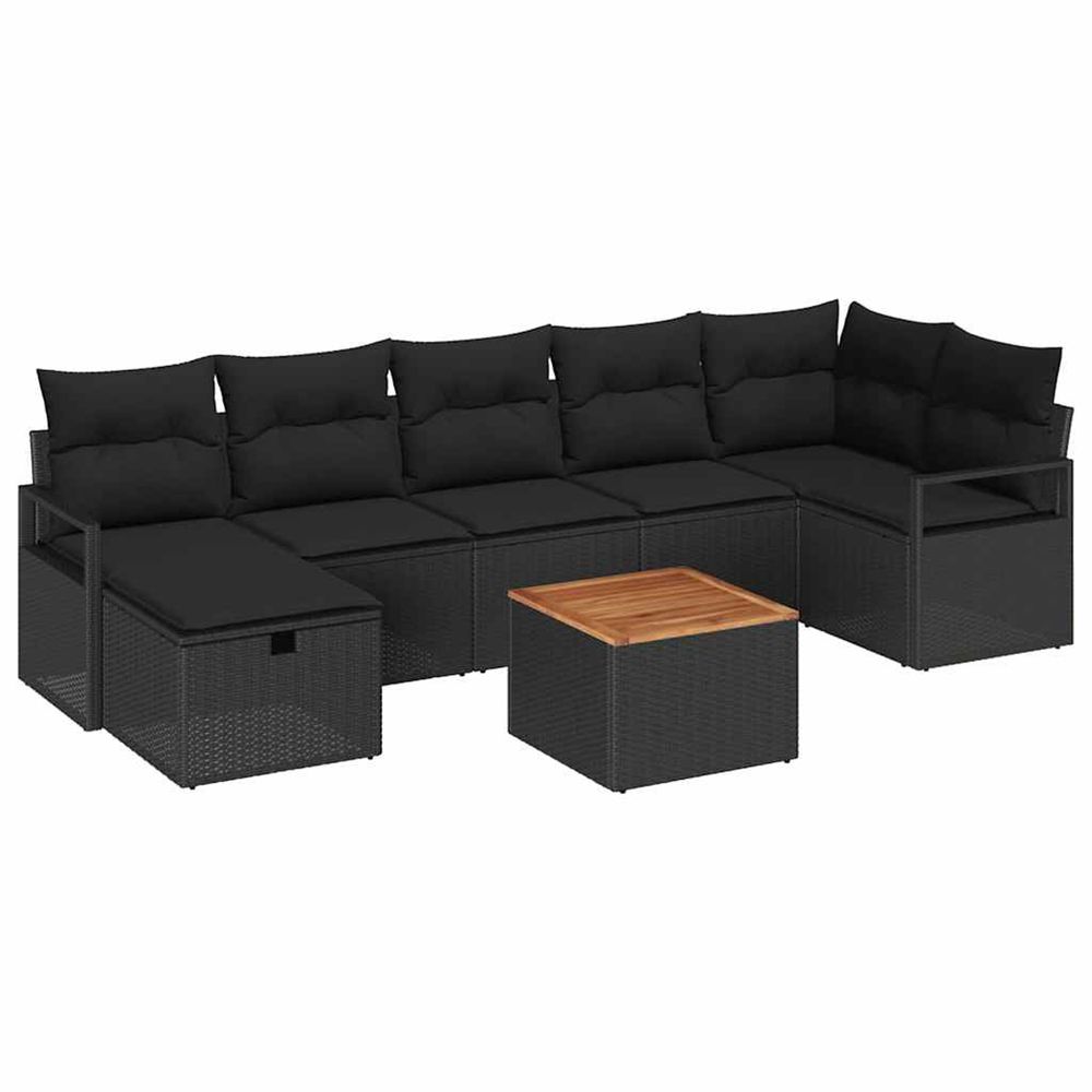 Ensemble de canapé de jardin 8 pc noir polyrotin
