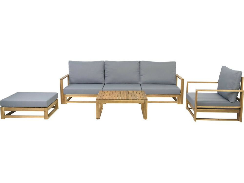 Salon de jardin en bois d'acacia avec coussins 