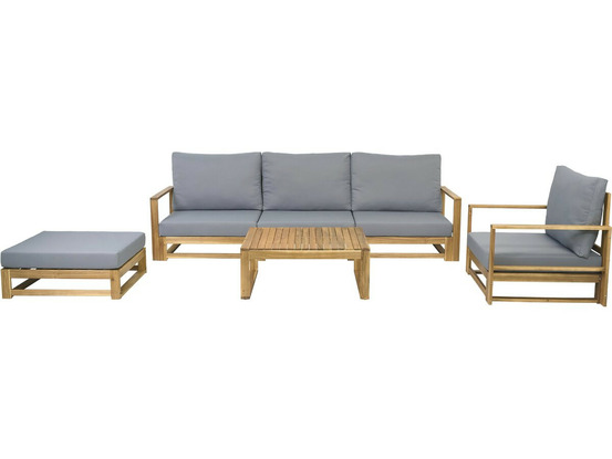 Salon de jardin en bois d'acacia avec coussins