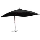 Parasol suspendu avec mât en bois 400 x 300 cm noir