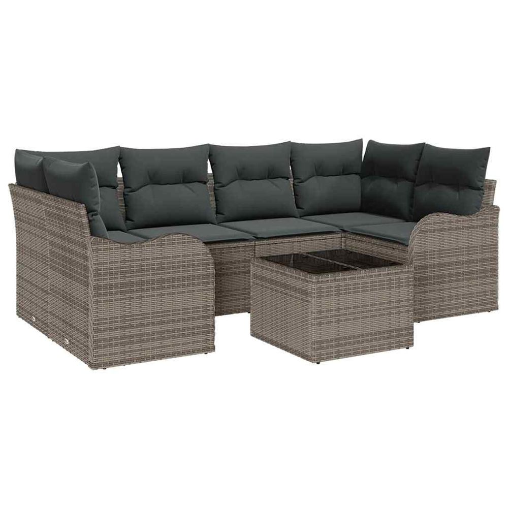 Ensemble de canapé de jardin 7 pc 6-nombre de places gris