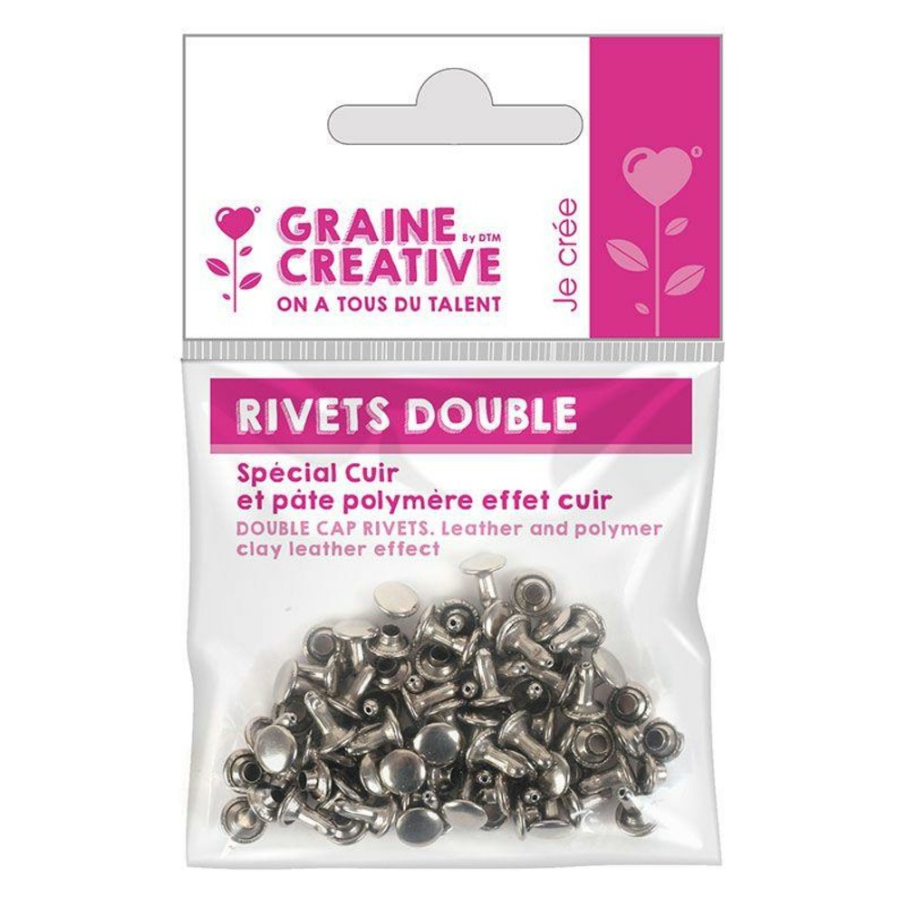60 rivets doubles pour cuir et pâte polymère 6 mm et 8 mm