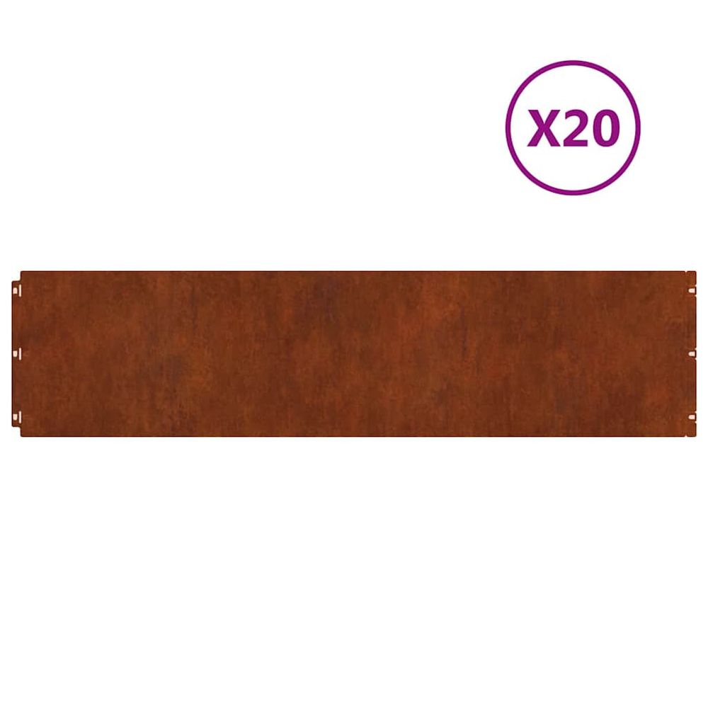 Bordures de pelouse 20 pcs 25x103 cm acier patinable flexible