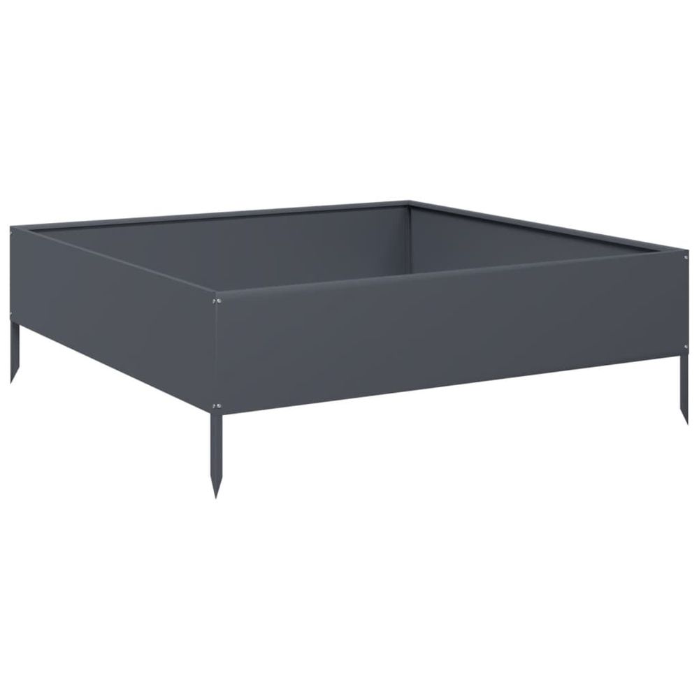 Lit surélevé de jardin anthracite 100x100x33,5 cm acier