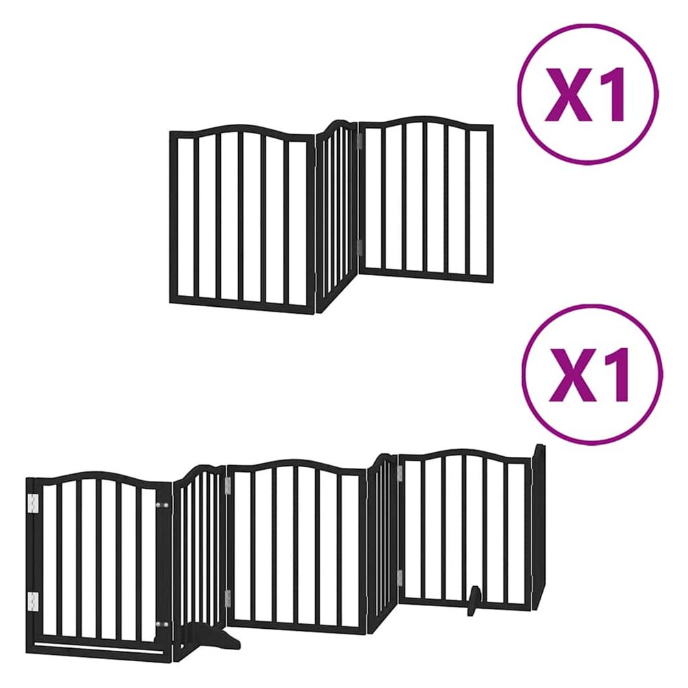 Barrière pour chien porte pliable 9 panneaux noir bois peuplier