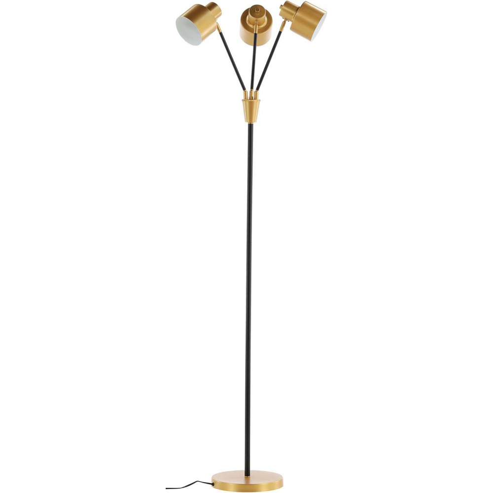 Lampadaire en acier 3 abat-jour noir et cuivré vifta